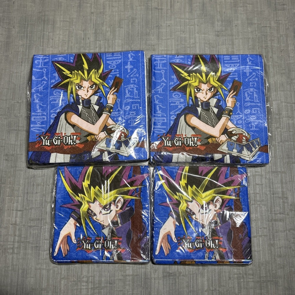 2 Each VTG 1996 Yu-Gi-Oh! Lunch Beverage Napkins New Party Birthday Supplies NOS